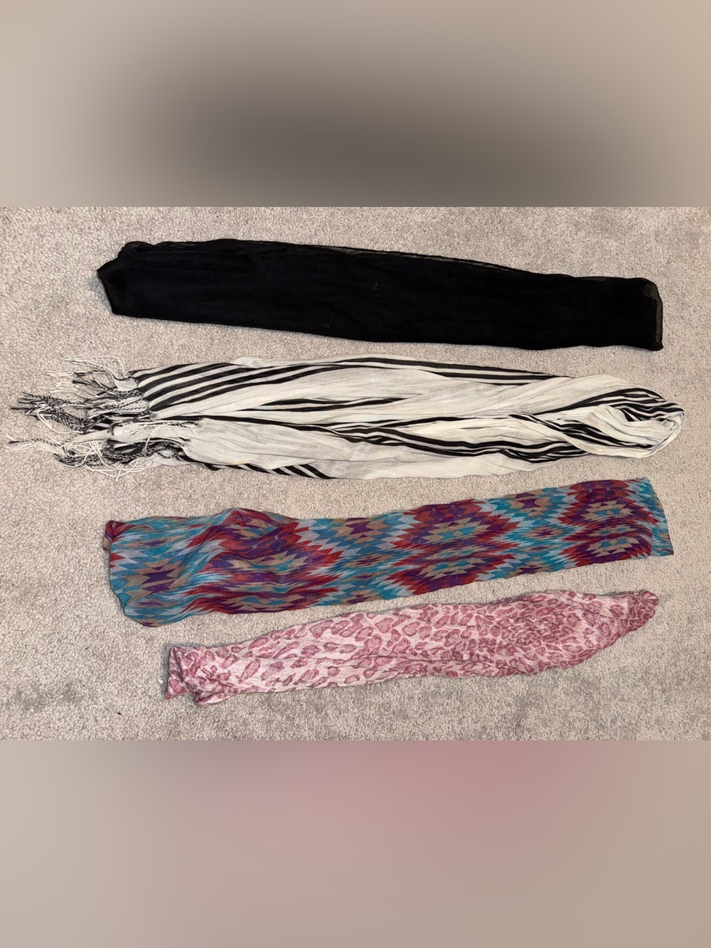Assorted Women's Fashion Scarves - Black, White, Multi, Pink